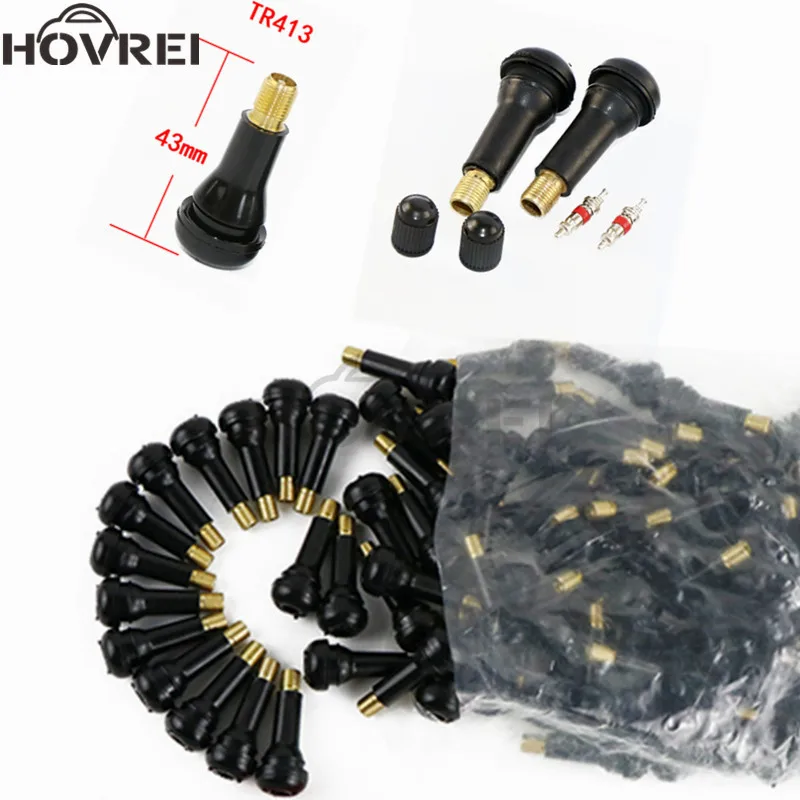 100pcs/lot TR413 Tubeless Car Wheel Tire Valve Stems with Caps Tyre