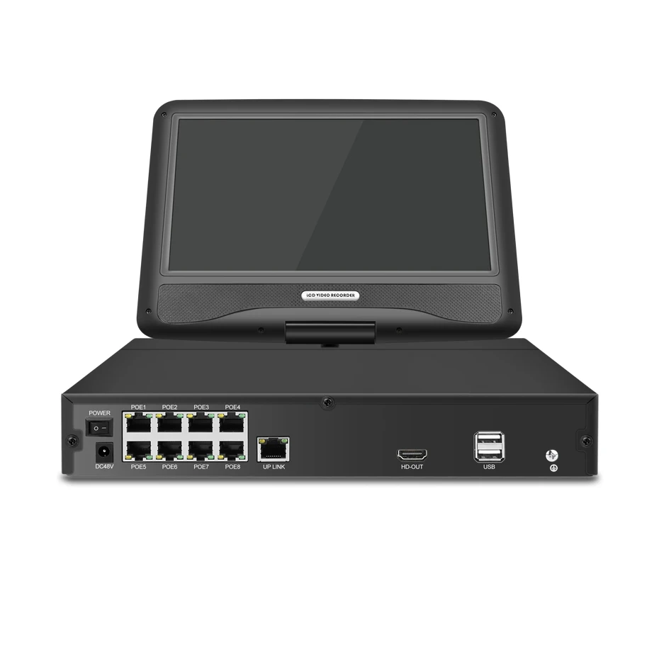 Techege все в одном сетевой видеорегистратор безопасности 8CH CCTV PoE 48V NVR 1080P с 10,1 ''ЖК-экраном обнаружения движения Onvif RTSP