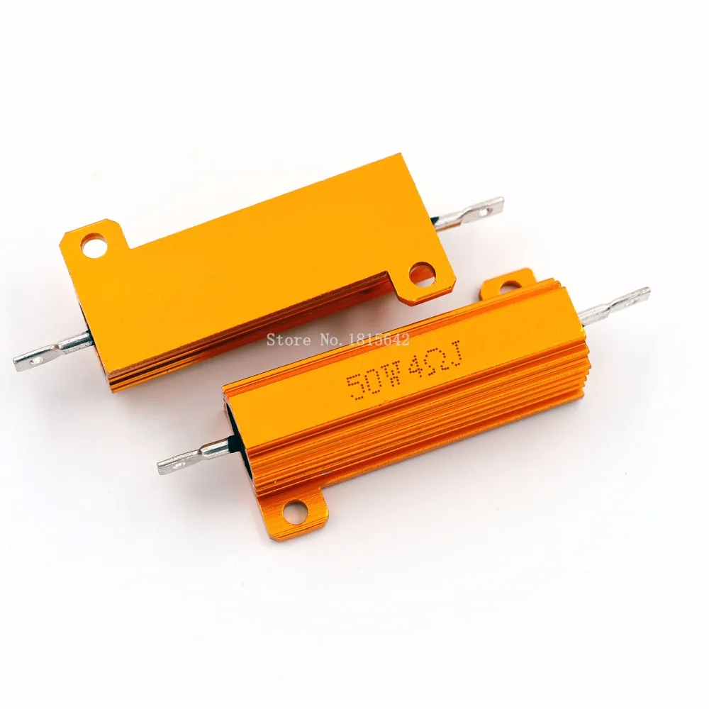 

RX24 50W 4R 4RJ Metal Aluminum Case High Power Resistor Golden Metal Shell Case Heatsink Resistance Resistor 4 ohm 50w