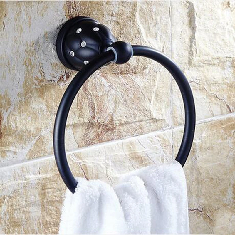 Wholesale And Retail Wall Mounted Towel Ring Oil Rubbed Bronze Crystal