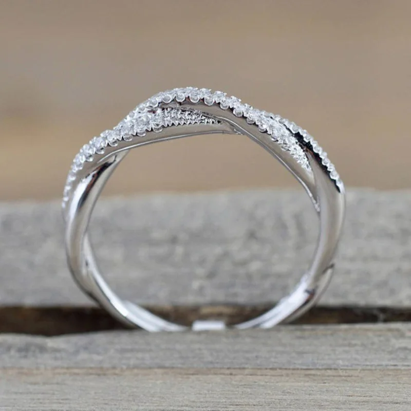 Женское кольцо с круглой огранкой, изогнутое, бесконечное, штабелируемое, юбилейные обручальные кольца, ювелирные изделия