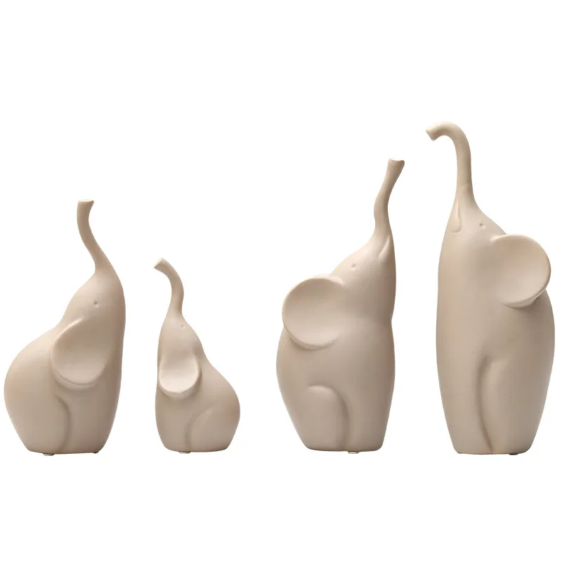 

Modern Minimalist Matte Elephant Ceramic Crafts Lucky Elephant Statues Feng Shui Ornaments Living Room Home Decor Wedding Gifts