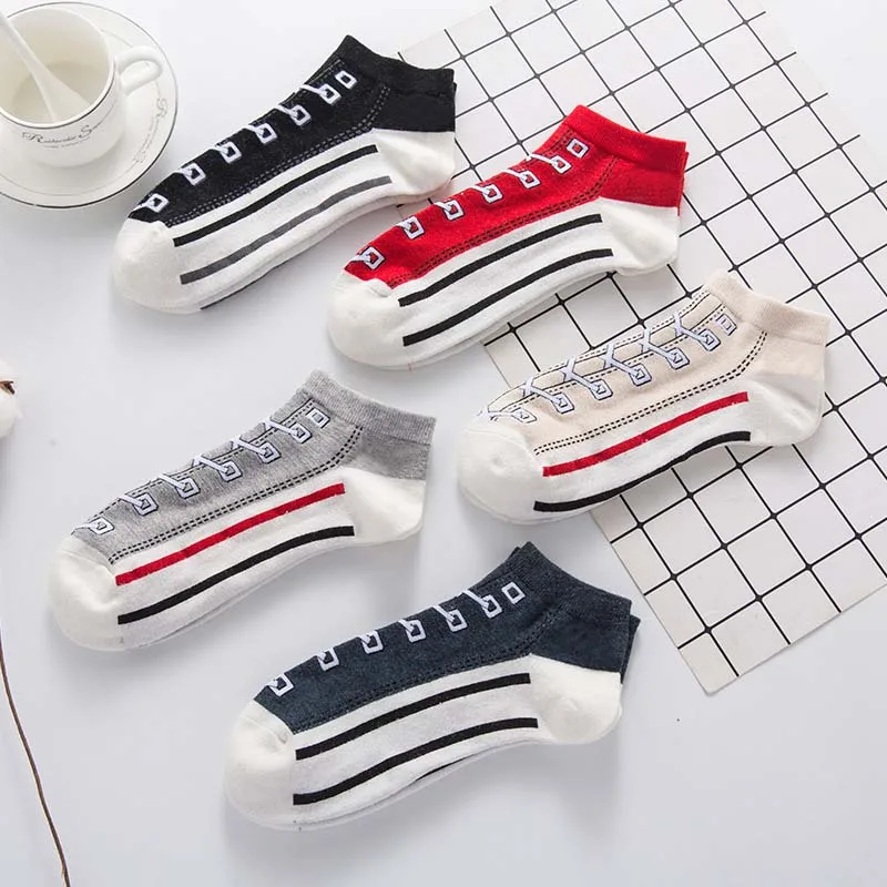

2019 spring new socks men's cotton casual sports boat socks college wind couple canvas socks