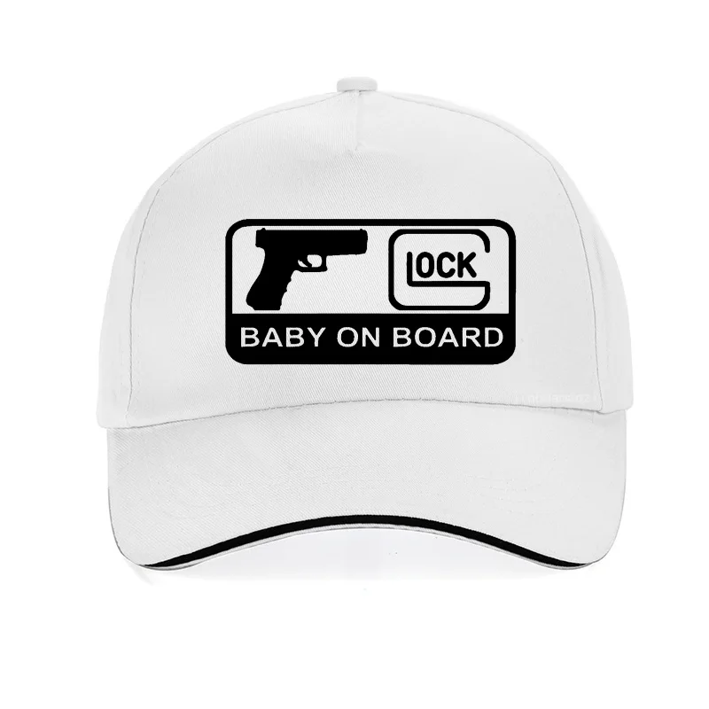 GLOCK BABY ON BOARD Кепка с надписью мужская бейсбольная Кепка Glock s высокого качества с принтом унисекс Плавная шляпа хип хоп кости - Цвет: Белый