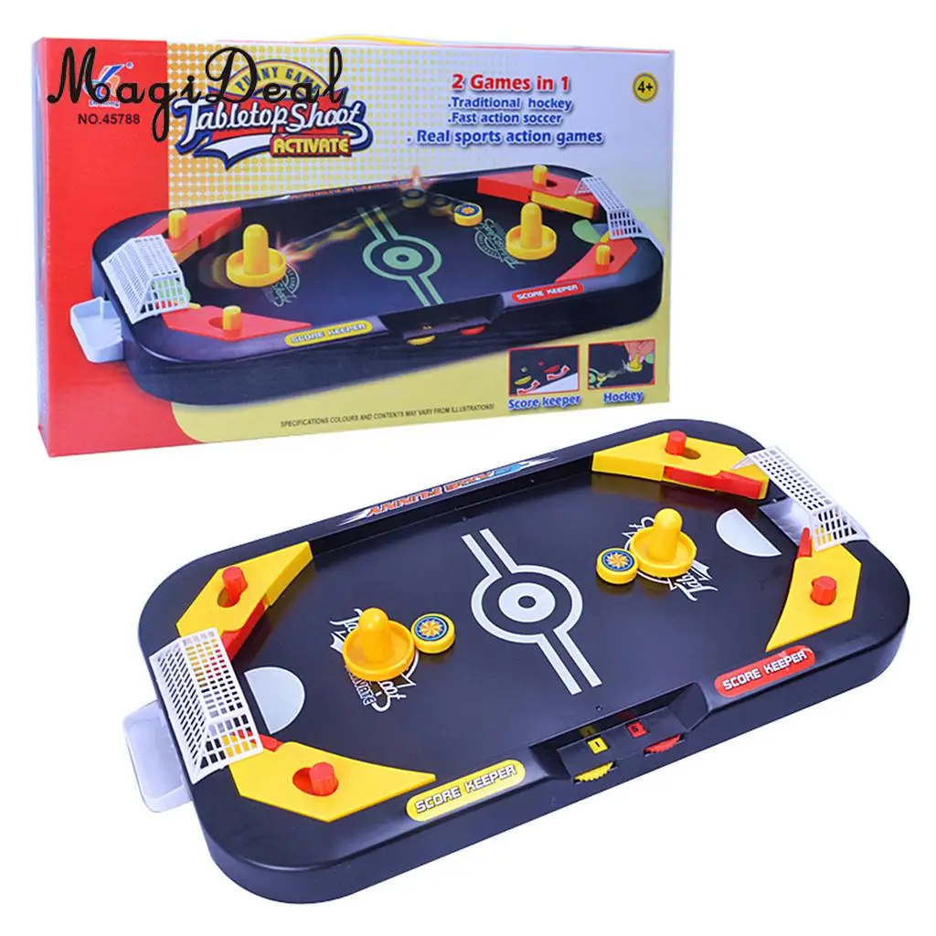 Magideal High Quality 2in 1 Desktop Puck Battle Kids Play Air Hockey Table Game Interactive Toy Gift Indoor Outdoor Play Games - Air Hockey