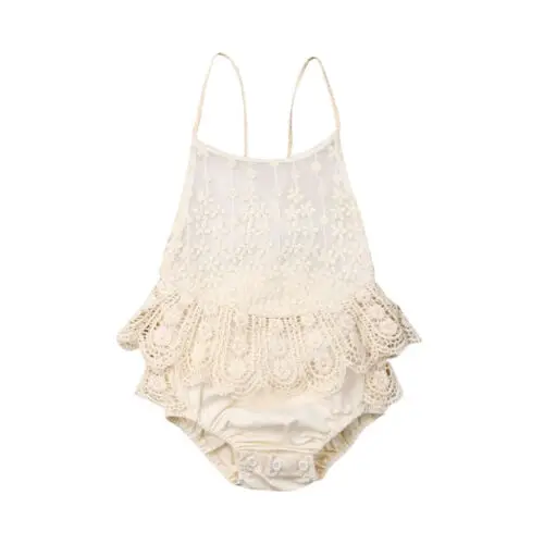 Emmababy Newborn Baby Girl Ruffle Lace Backless Romper Jumpsuit Summer Clothes