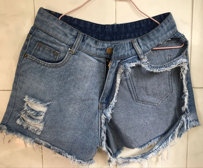Летние модные женские сексуальные джинсы с большими дырками, однотонные Женские шорты, джинсовые короткие штаны высокого качества, сексуальные женские брюки MZ1917