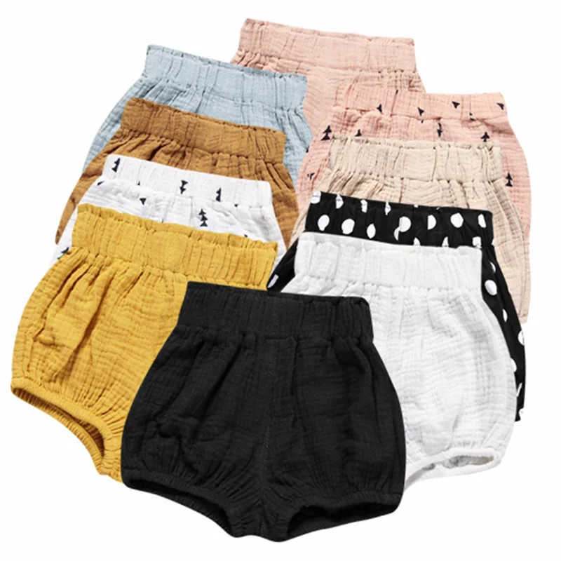 0-5Y Kawaii Newborn Baby Bloomers Shorts PP Pants Cotton Linen Triangle Solid Dot Girls Shorts Summer Trouser Toddler