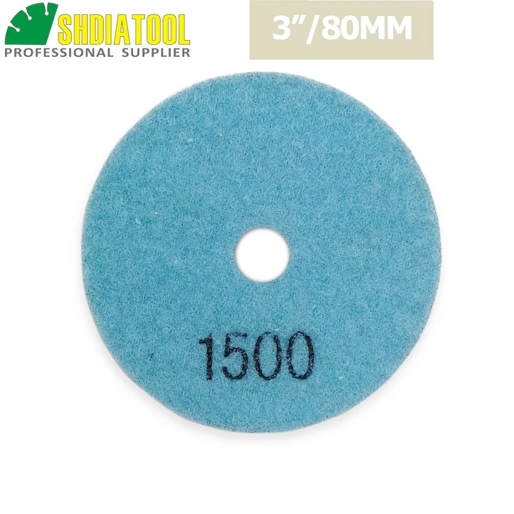 SHDIATOOL 7pcs 3inch #1500 Diamond Dry Polishing Pads Dia 80mm Resin Bond Flexible Sanding Disks For Granite Marble Ceramic
