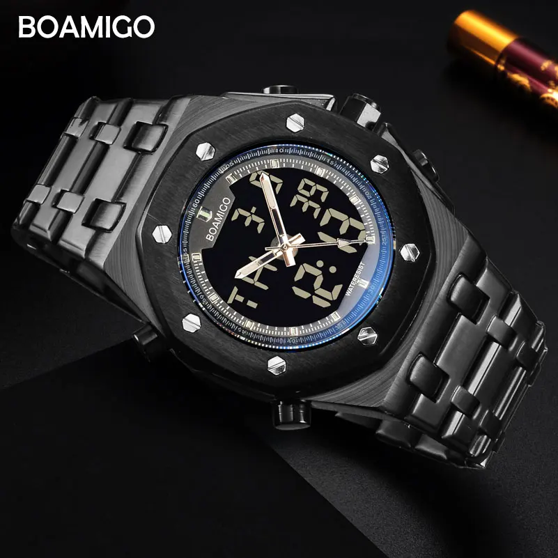 Мужские многофункциональные спортивные часы BOAMIGO аналоговые цифровые кварцевые