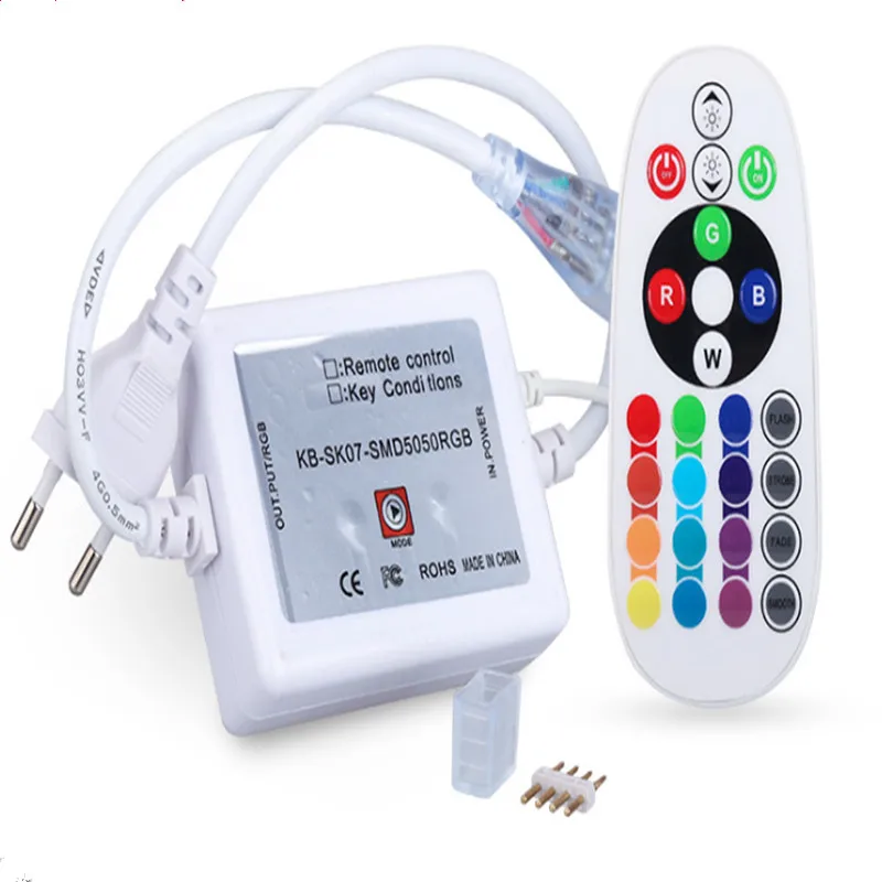 Светодиодный ИК контроллер RGB с 24 клавишами + 220 В штепсельная вилка европейского