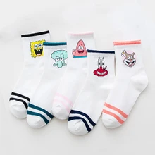5 pairs/lot Korean Cartoon Character Cute Short Socks Women Ankle Socks Skatebord Funny Socks White Socks streetwear Female