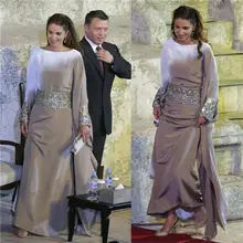 Dubai Arab Satin A-linie Formale Gelegenheits-kleid Regelmäßige Langen Ärmeln Scoop Abendkleid Bodenlangen Nahen Osten Stil Vestidos