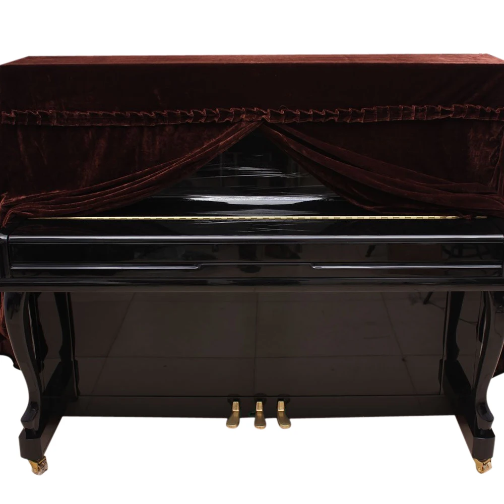 

Practical Full Piano Cover pleuche Decorated with Macrame for Universal Upright Vertical Piano