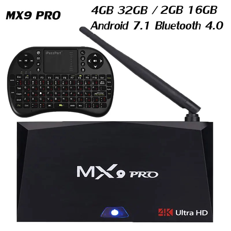 

MX9 PRO RK3328 TV Box Quad-Core Android 7.1 Bluetooth 4.0 4GB 32GB/2GB+16GB WiFi 2.4G 3D Games HDCP HDMI Smart Media Player