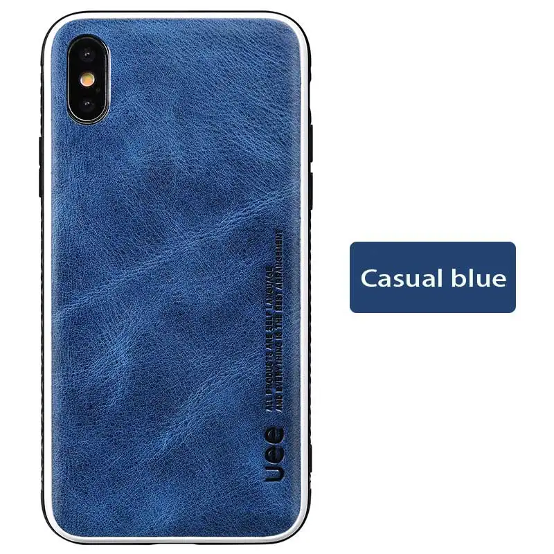Чехол для телефона из натуральной кожи для iphone 8 Plus 6 7, модный противоударный чехол, чехлы для iphone x, деловой кожаный чехол для iphone xr - Цвет: Leisure blue
