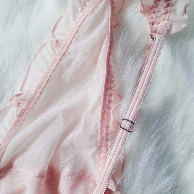 Yomrzl Сексуальная кружевная женская ночная рубашка, цельная Пижама с оборками, платье для сна, Сексуальное белье L515