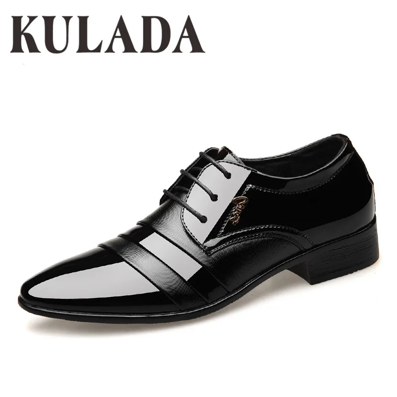 KULADA 2019 Мужская обувь Бизнес классический Лакированная кожа удобная Для мужчин