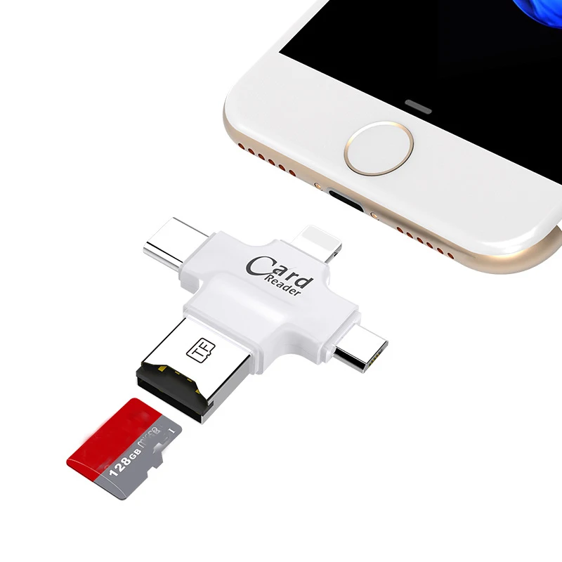 4 в 1 Тип C Micro USB, для карты памяти Reader устройство для чтения Micro-SD карт Android OTG кардридер для iphone ipad macbook