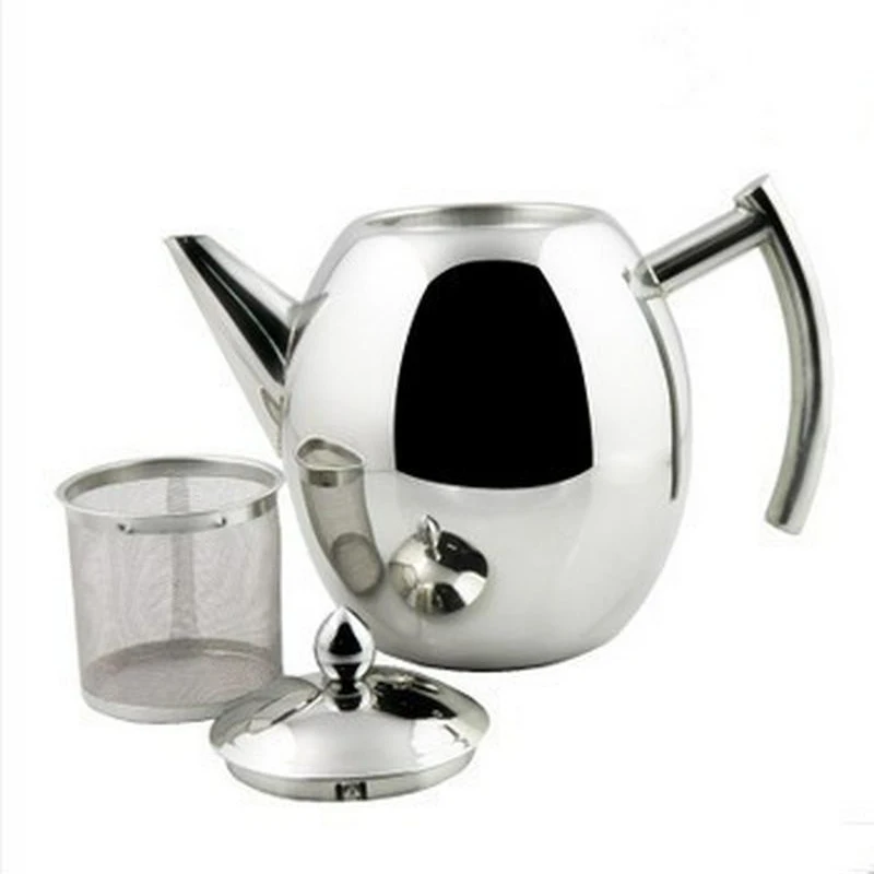 

1000ml/1500ml Stainless Steel Durable Teapot Coffee Tea Sliver Cold Water Pot Kettle with Strainer Home Kitchenware Tools