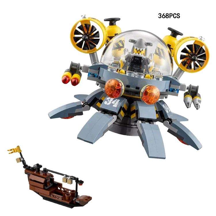 

Hot ninja movie Flying Jelly Submarine building block Jay shark man figures mecha ship bricks 70610 toys for kids gifts