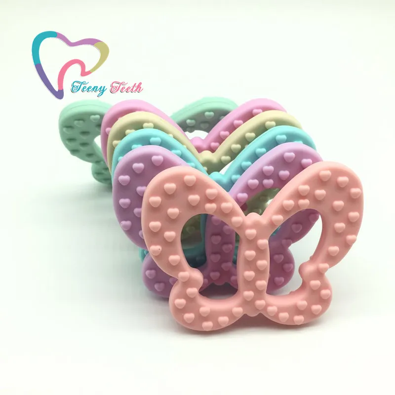 

Teeny Teeth 20 PCS Butterfly Baby Chew Silicone Teethers Food Grade Silicon Teething Baby Butterfly Toys Pendants For DIY Jewely