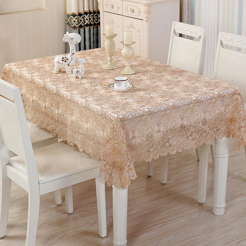 Lace Rose Flowers Tablecloth Towel Home Kitchen Room Decoration Dinning Coffee Table Cloth Hollow E