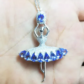 

Natural tanzanite or amethyst necklace pendant Free shipping 925 sterling silver Dancer pendants 0.35ct*9pcs gemstone #BL7872