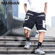 MANNAN, хип-хоп, много карманов, цветные, лоскутные, брюки-карго, шорты для бега, уличная одежда, городские спортивные короткие штаны, брюки до колен