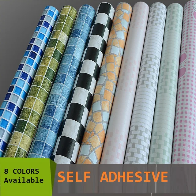 Mosaic Tile Self adhesive Wallpaper for Bathroom Wall Decor Kitchen