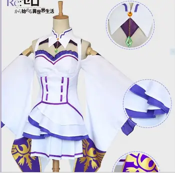 

Re:Zero Life in a Different World from Zero Female Emilia/Satella Cosplay Costume Coat+Collar+Headwear+Skirt+Stockings
