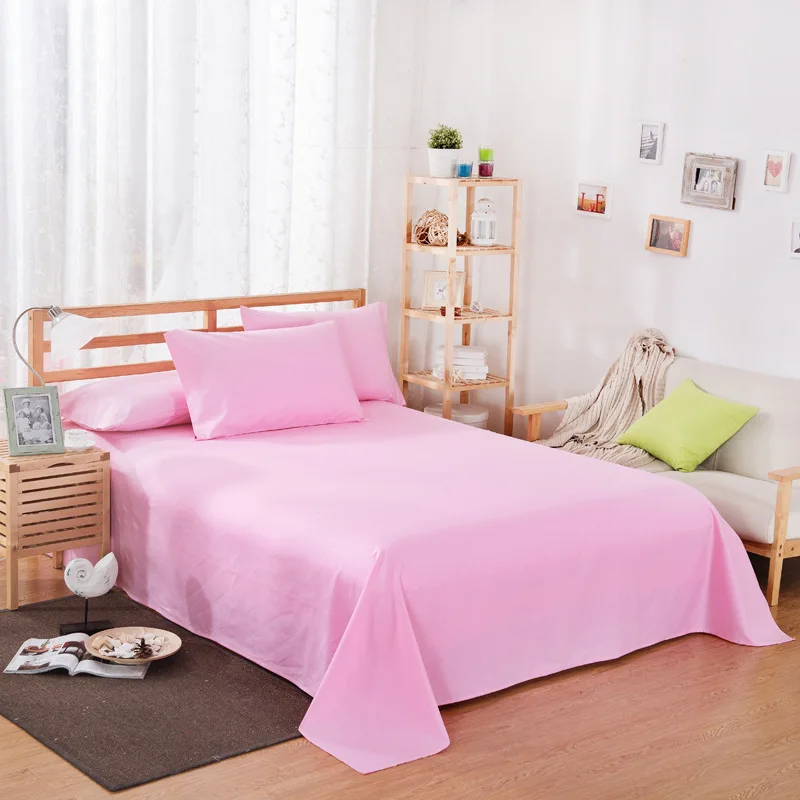 Ropa de cama одноцветная Простыня из полиэстера и хлопка для дома в отеле 1,2/1,5/1,8/2 м кровать с фабрики может быть настроена - Цвет: Pink