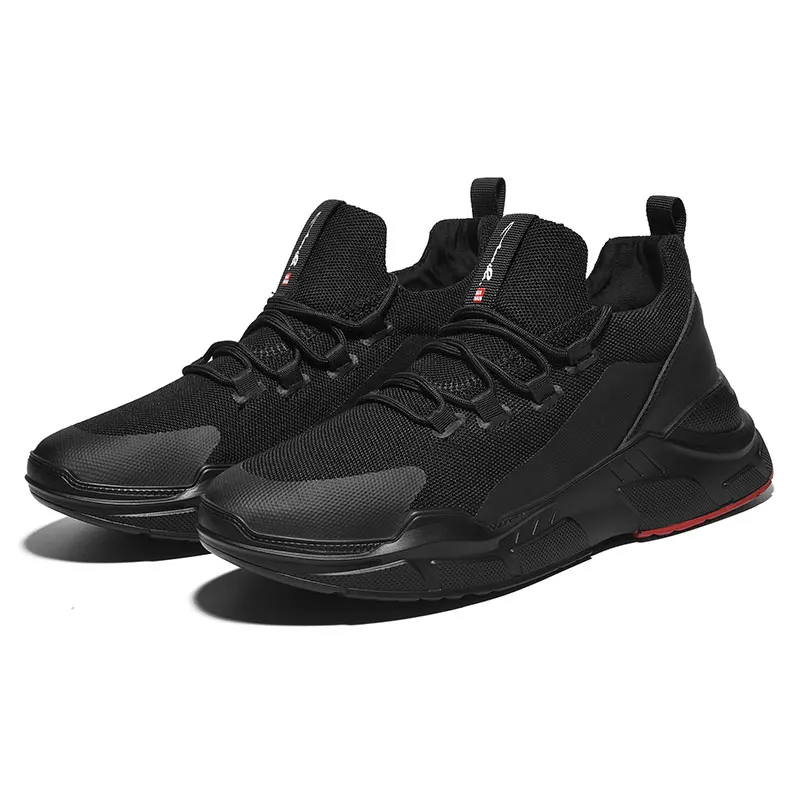 S2875-Black SUROM спортивная обувь для мужчин летние кроссовки дышащая сетка уличная спортивная обувь мужская увеличивающая рост черная верхняя мужская обувь на шнуровке - Цвет: S2875-Black