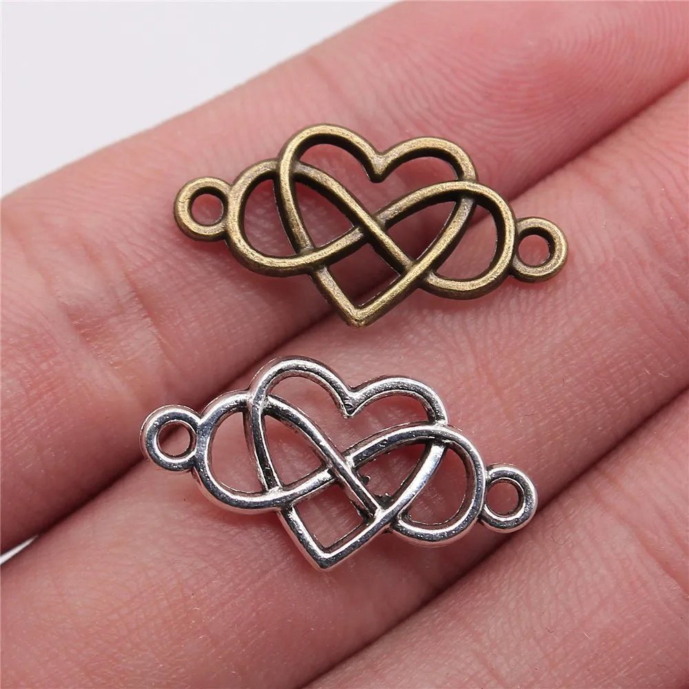 WYSIWYG-conectores de amor infinito, 20 Uds., 13x25mm, colgantes para joyería, 2 colores, accesorios de joyería