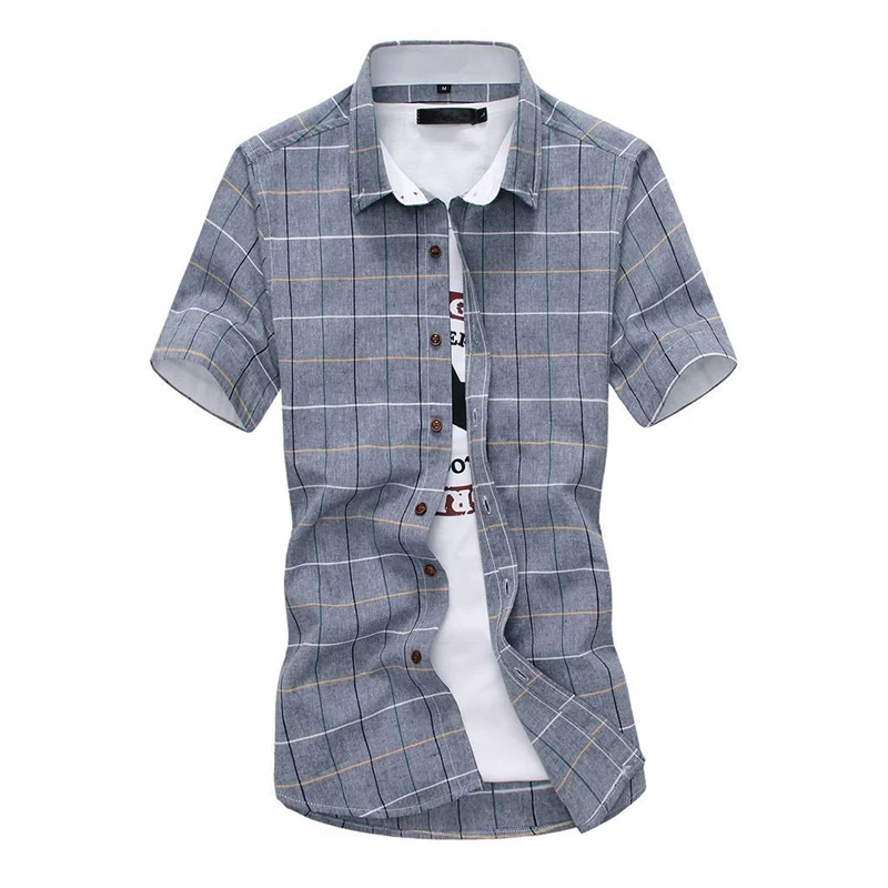 

iSurvivor 2019 New Fashion 100% Cotton Short Sleeved Summer Casual Men Shirt camisa masculina Mens Dress Shirts Plaid shirts