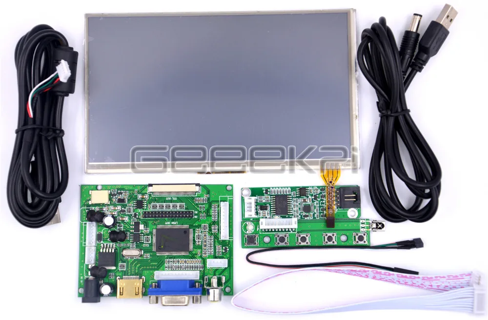 GeeekPi 7 дюймов 1024*600 TFT ЖК-модуль монитор резистивный сенсорный экран+ плата драйвера HDMI для Raspberry Pi 4 B все платформы/ПК