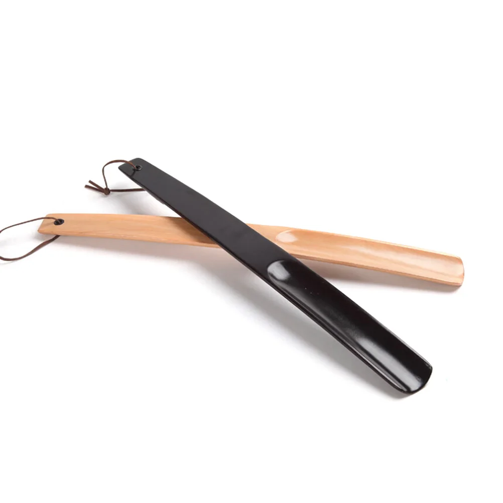 Useful Fashion Shoes Horns Wooden Shoes Spoon Pull Shoe Horn Convenient Wearing Shoes 38*3.8cm Random Color