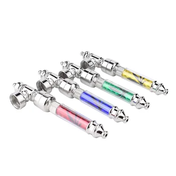 

Metal Pipes Four Colors Smoking Pipe Mini Hookah Pipe with Free Pipe Screen- Color Random