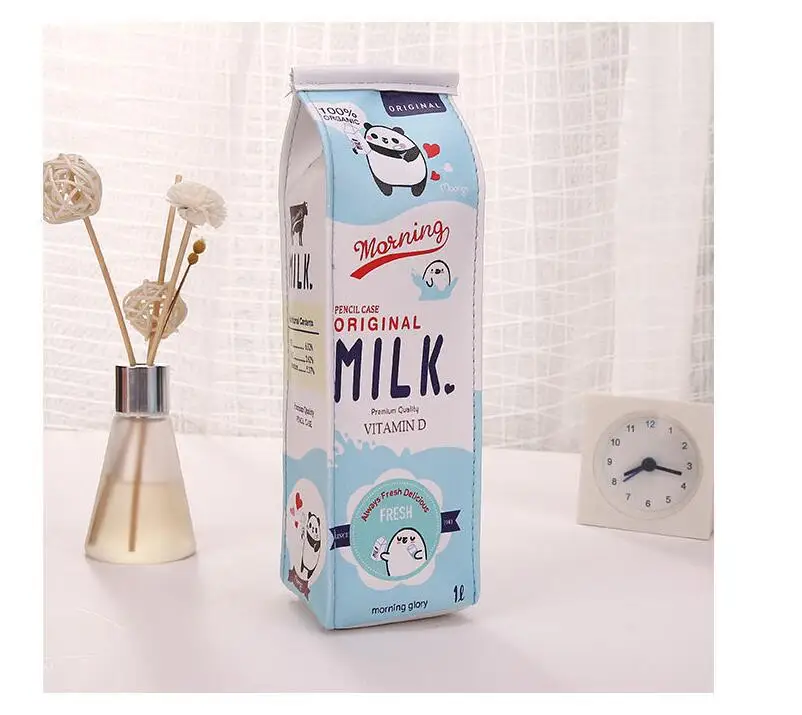 Чехол для карандашей из искусственной кожи с рисунком из мультфильма Morning Milk, органайзер для хранения канцелярских принадлежностей, сумка для школы и офиса Escolar - Цвет: Blue