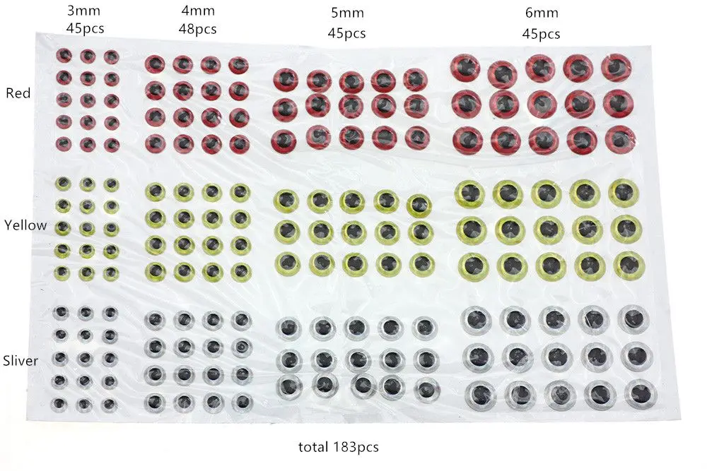 Rompin 183 шт./лот для Фиш Ай 3/4/5/6 мм 3D Рыбалка глаза для приманки, Реалистичный искусственный имитирующие приманка бионические приманки для рыбной ловли глаза приманка для ловли аксессуары