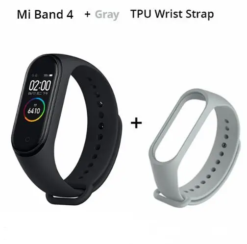 Xiaomi Mi Band 4 новейший музыкальный Смарт Miband 4 браслет пульсометр фитнес 135 мАч цветной экран Bluetooth 5,0 - Цвет: add gray strap