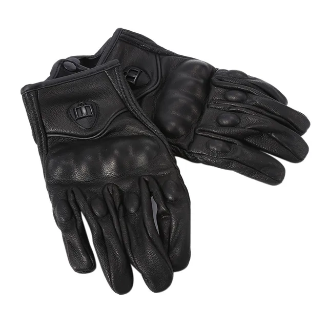 1Pair Pure Leather Black Unisex Non-Perforated Pursuit Street Motorcycle Racing Gloves Auto Car Styling Car Accessories Camping