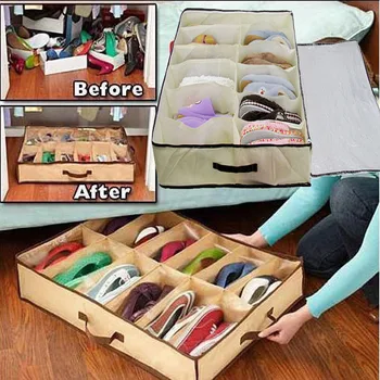 

New Arrival Multiuseful Durable Storage Shoes Box Case Organizer Holder Dustproof Bed Closet For 12Pairs