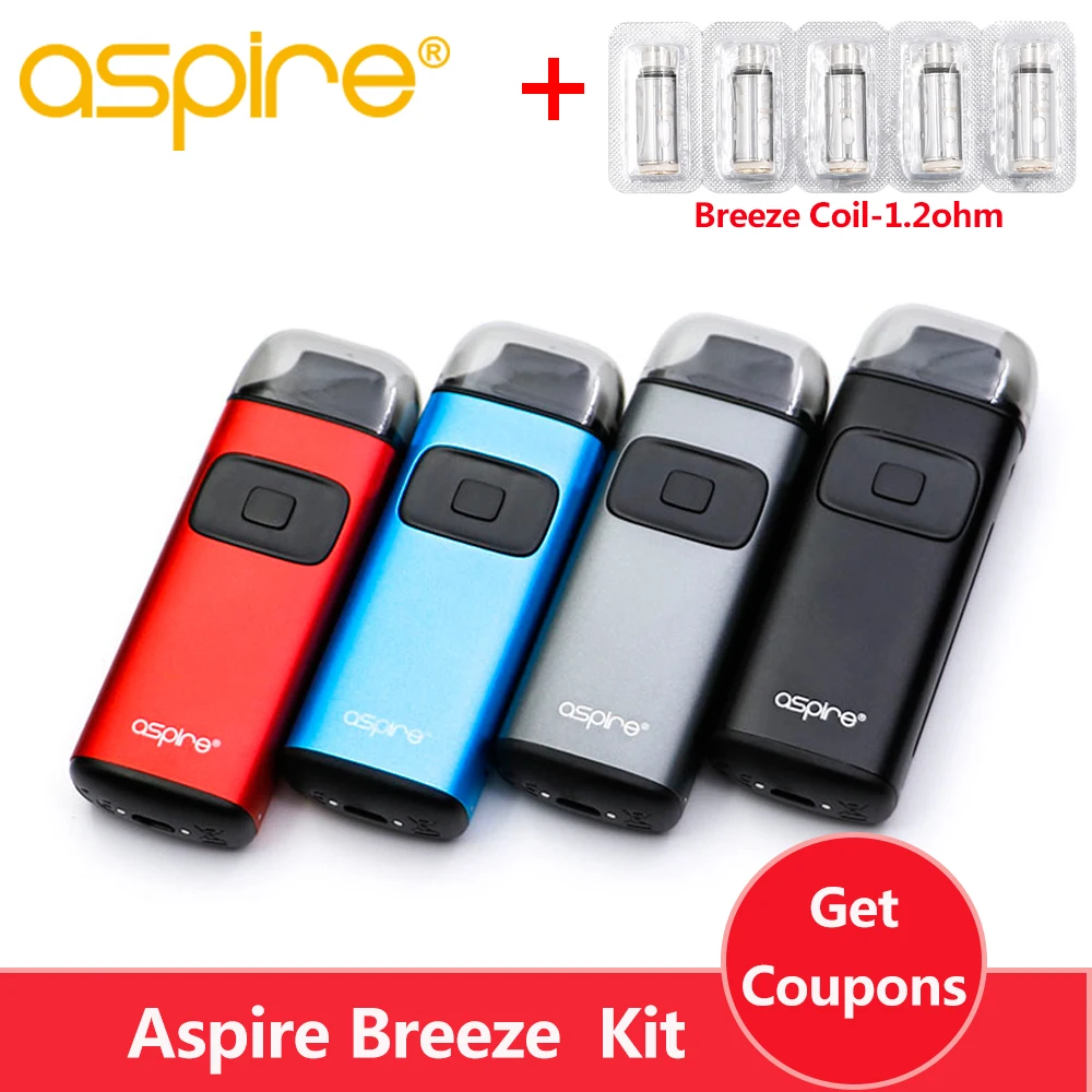 

Original E Cigarettes Vape Kit Aspire Breeze All-In-One Kit 650mAh built-in battery with 2ml tank Vaporizer kit for breeze coil