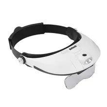 Портативный 2 светодиодный повязка очки лупа Лупа Одиночная/Би-пластина 11 увеличений 5 линз