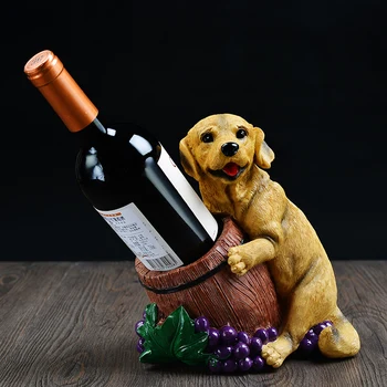 

European wine rack shelf Wine dog fashion ornaments red bottle rack cabinet Decor