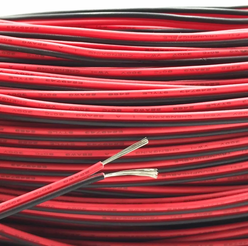

5m 2*18AWG(0.75mm^) red and black RVB electrical wire,Monitoring power code,connect LED wire cable,Soft tinned copper wire cable