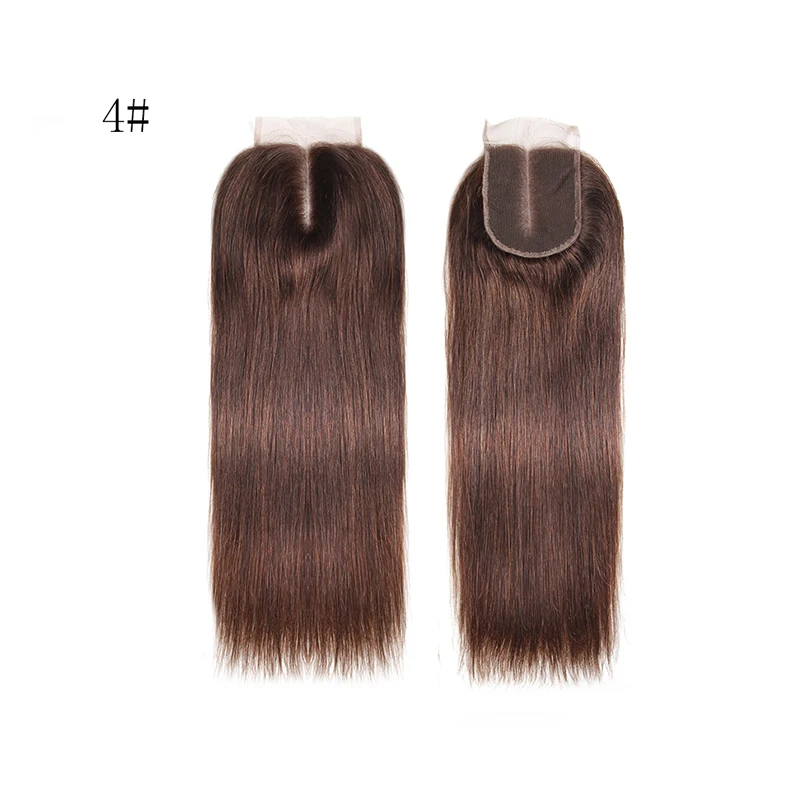 Ali Fumi queen hair бразильские прямые 4*4 Кружева Закрытие 4 # цвет 100% парик из волос Реми