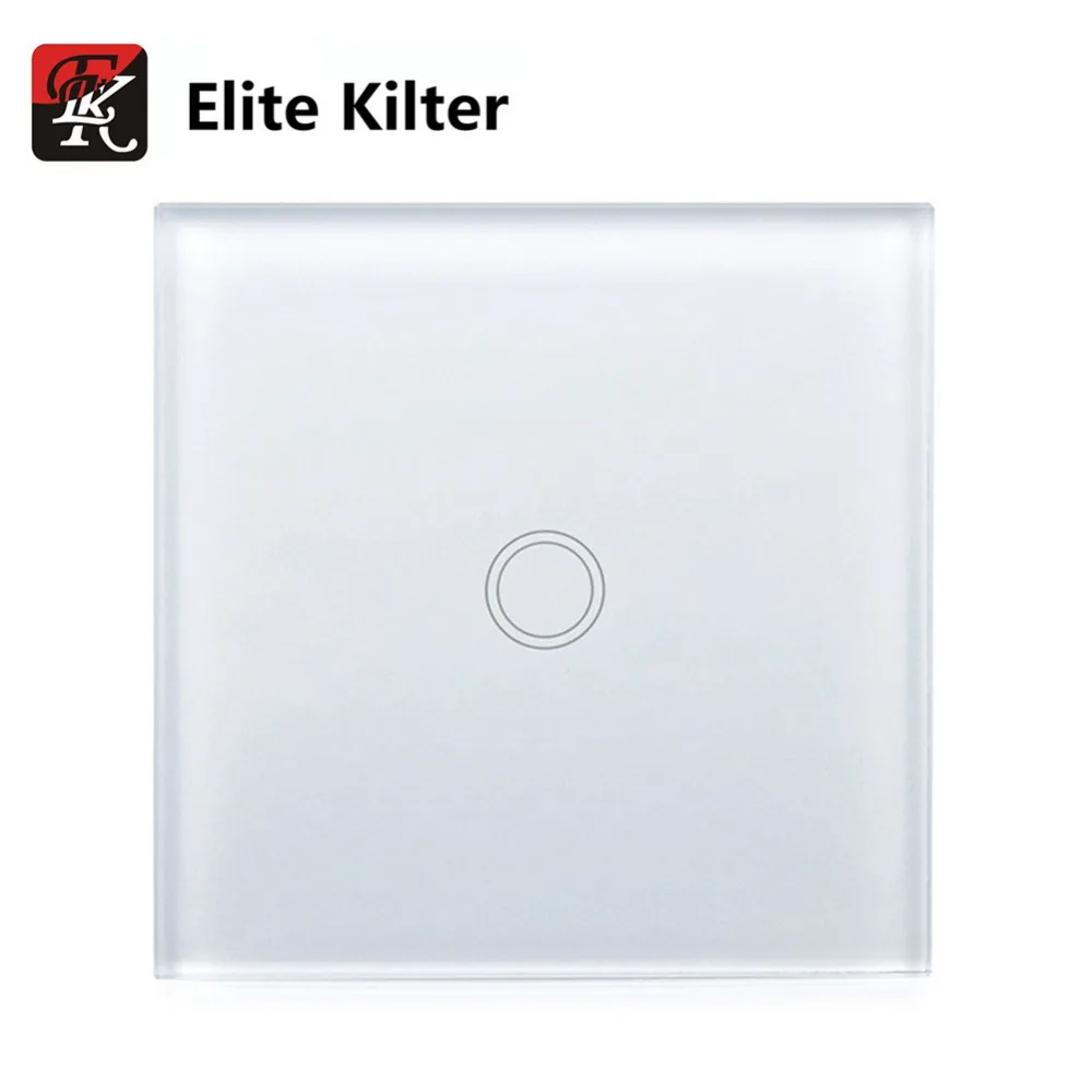 

Elite Kilter Touch Switch 1 Gang 1 Way EU/UK Standard Crystal Glass Switch Panel Smart Touch Wall Light Switch AC 170V~240V