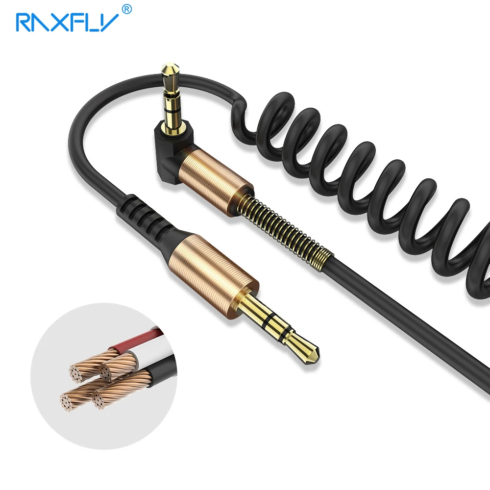 RAXFLY 3.5 Jack AUX Audio Cable 3.5MM Male to Male Cable For Phone Car Speaker MP4 Headphone 2M Jack to Jack 3.5 Spring Cables